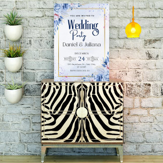 Einfaches Party Wildblume hellblau modern Einladung