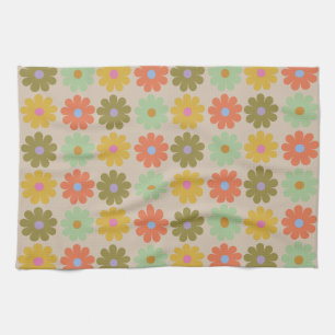 Einfaches Pastell-Vintage-Blumenmuster Geschirrtuch