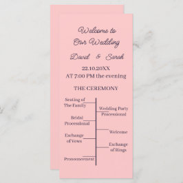 Einfaches Peach Custom Wedding Programm