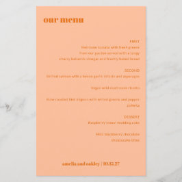 Einfaches Peach Orange einfaches Menü für benutzer