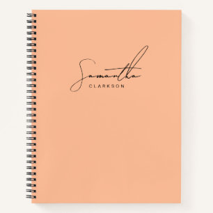 Einfaches Peach und handgeschriebenes schwarzes Sk Notizbuch