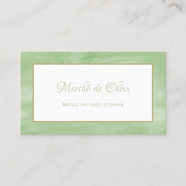 Einfaches Peridot Grüne Marmor Elegantes Gold Scri Visitenkarte (Vorderseite)