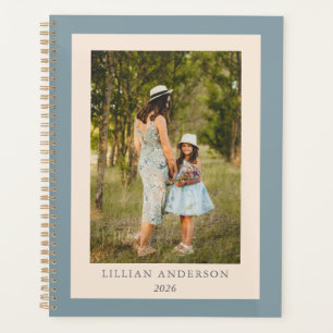 Einfaches Personalisiertes Foto Blau Planer