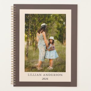Einfaches Personalisiertes Foto Boho Brown Planer