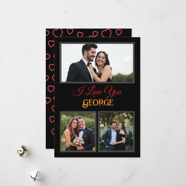 Einfaches Personalisiertes Foto Valentinstag Feiertagskarte (Vorderseite/Rückseite Beispiel)