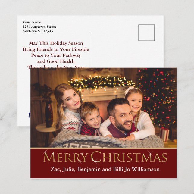 Einfaches Personalisiertes Foto Weihnachten Postkarte (Vorne/Hinten)