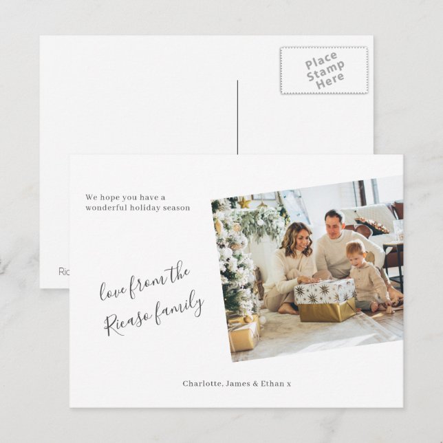 Einfaches Personalisiertes Foto Weihnachtsfeiertag Postkarte (Vorne/Hinten)
