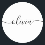 Einfaches Personalisiertes Signaturskript rot Runder Aufkleber<br><div class="desc">Einfache Skript-personalisierte Notenkarte. Für weitere passende Marketing-Materialien kontaktieren Sie mich bitte unter maurareed.designs@gmail.com. Für vorgefertigte Logos besuchen Sie logoevolution.co. Originelles Design von Maura Reed.</div>