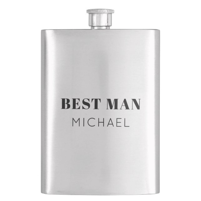 Einfaches Personalisiertes Trauzeuge Geschenk Drin Flachmann (Vorderseite)