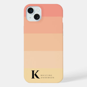Einfaches Pfirsich-Rosa-Gelb-Klassisches Monogramm iPhone 15 Plus Hülle