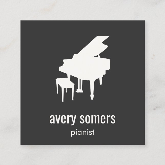 Einfaches Piano aus Schwarz und Weiß Quadratische Visitenkarte (Vorderseite)