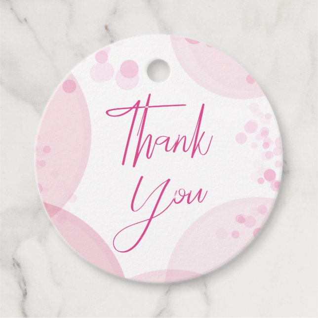 Einfaches Pink Script und Bokeh White Vielen Dank Geschenkanhänger (Vorderseite)