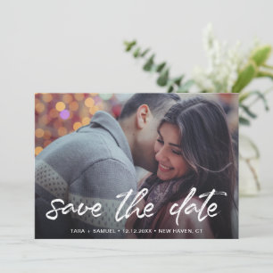Einfaches Pinsel-Schriftfoto Moderne Hochzeit Save The Date