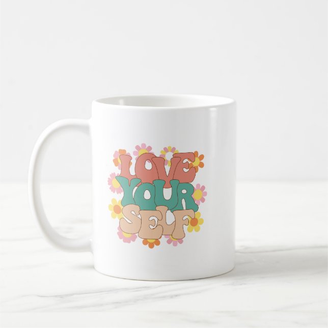 Einfaches positives Zitat Weiß kühne, selbstständi Kaffeetasse (Links)