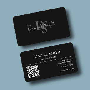 Einfaches professionelles Monogramm Initial QR-Cod Visitenkarte