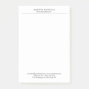 Einfaches professionelles Schwarz-Weiß-Minimalisti Post-it Klebezettel