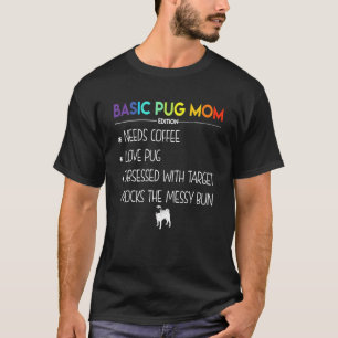Einfaches Pug-Mutter-Edition Braucht Kaffee Liebe T-Shirt
