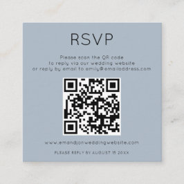 Einfaches QR-Code Dusty Blue Wedding RSVP Enclosur Begleitkarte