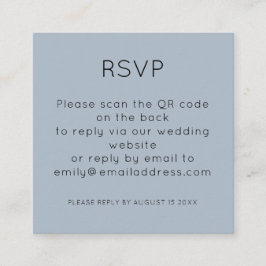 Einfaches QR-Code Dusty Blue Wedding RSVP-Gehäuse Begleitkarte