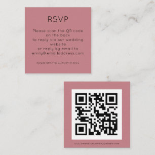 Einfaches QR-Code Dusty Rose Pink Wedding RSVP Begleitkarte