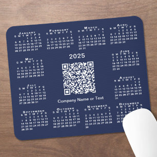 Einfaches QR-Code für 2025-Kalender auf Navy Blue Mousepad