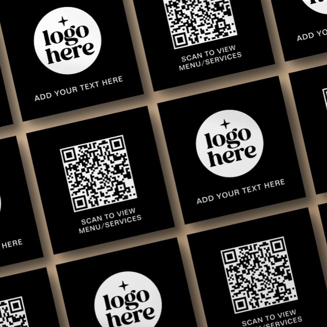 Einfaches QR-Code Geschäft Logo Text Quadratische Visitenkarte (Card shown in square 2.5 inch. size, paper and corner style.)