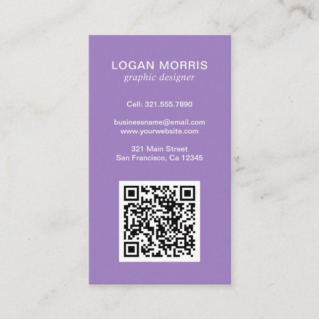 Einfaches QR-Code modern Visitenkarte (Vorderseite)