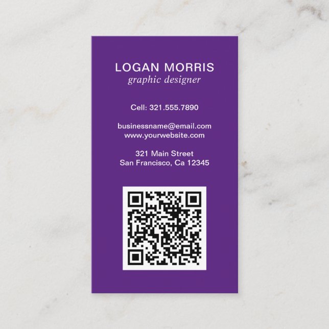 Einfaches QR-Code modern Visitenkarte (Vorderseite)