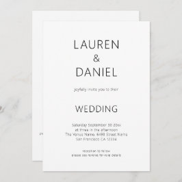 Einfaches QR Code Schwarz-Weiß-Hochzeit Einladung