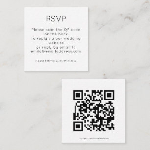 Einfaches QR-Code Schwarz-weiß Hochzeitsszenario R Begleitkarte
