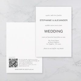Einfaches QR-Code Schwarz-weiße Hochzeitsinvit Einladung