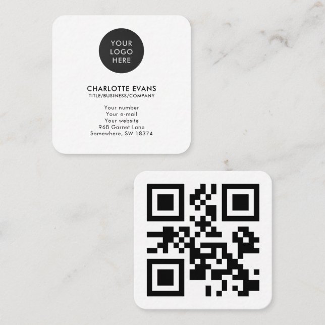 Einfaches QR-Logo Quadratische Visitenkarte (Vorne/Hinten)