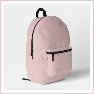 Einfaches Quarz-Rosa Name auf weichem Rosa Bedruckter Rucksack