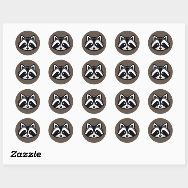 Einfaches Raccoon-Design Runder Aufkleber (Blatt)