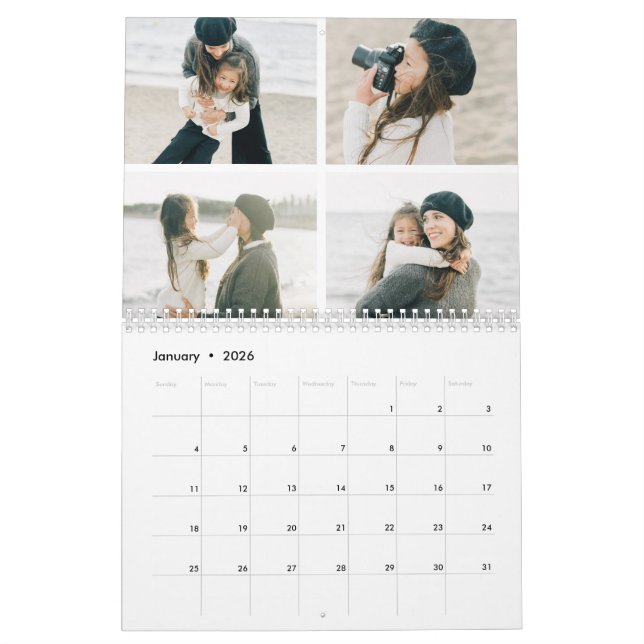 Einfaches Raster von vier (48 Fotos) benutzerdefin Kalender (Jan 2026)