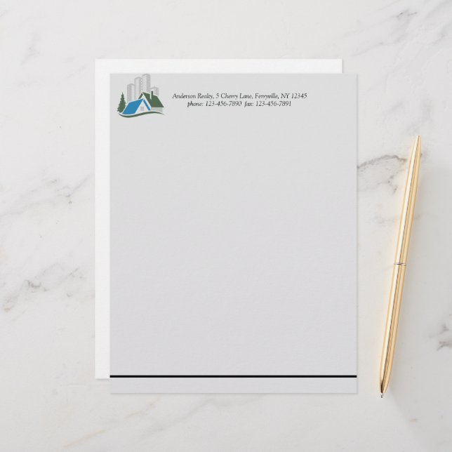 Einfaches Real Anwesen Briefbogen (Vorderseite/Rückseite Beispiel)