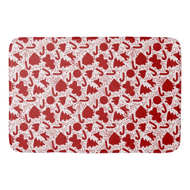 Einfaches Red Christmas Pattern Badematte (Vorderseite)