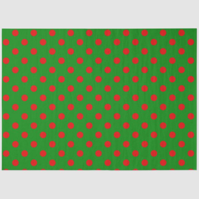 Einfaches Red Green Xmas Polka Dot Pattern Seidenpapier (Vorderseite)