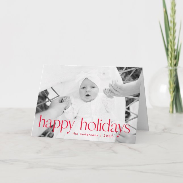 Einfaches Red Happy Holidays Foto Feiertagskarte (Vorderseite)