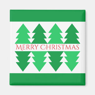 Einfaches Red Merry Christmas Green Tree Design Magnet