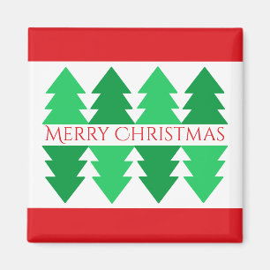Einfaches Red Merry Christmas Green Tree Design Magnet