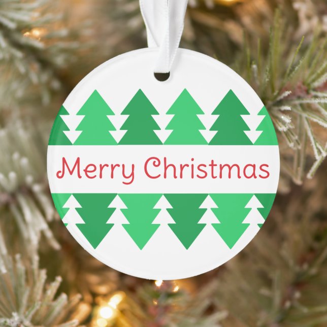 Einfaches Red Merry Christmas Green Tree Design Ornament (Baum)