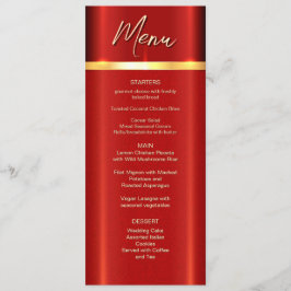 Einfaches Red Wedding Menu Menükarte