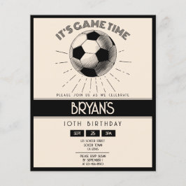 Einfaches Retro Black Soccer Budget Geburtstag Ein