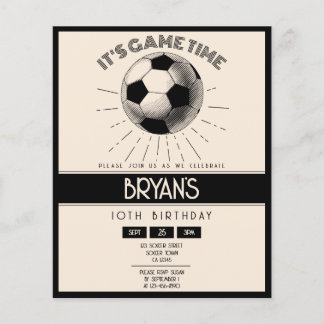 Einfaches Retro Black Soccer Budget Geburtstag Ein