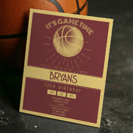 Einfaches Retro Gold Basketball Budget Geburtstag