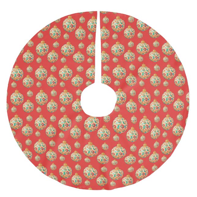 Einfaches Retro-Weihnachtsgeschmack Polyester Weihnachtsbaumdecke (Vorderseite)