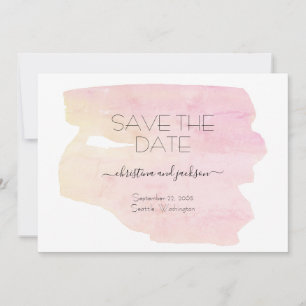 Einfaches Rettetest von Rosa und Gelb-Wasserfarben Save The Date