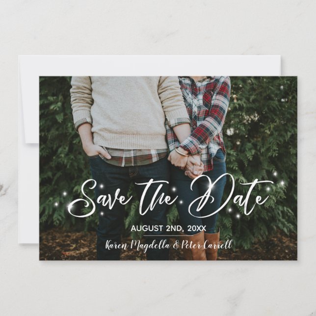 Einfaches Romantisches Script Starry Foto Save the Date (Vorderseite)