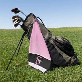 Einfaches rosa Elegant Initial Monogram Golfhandtuch